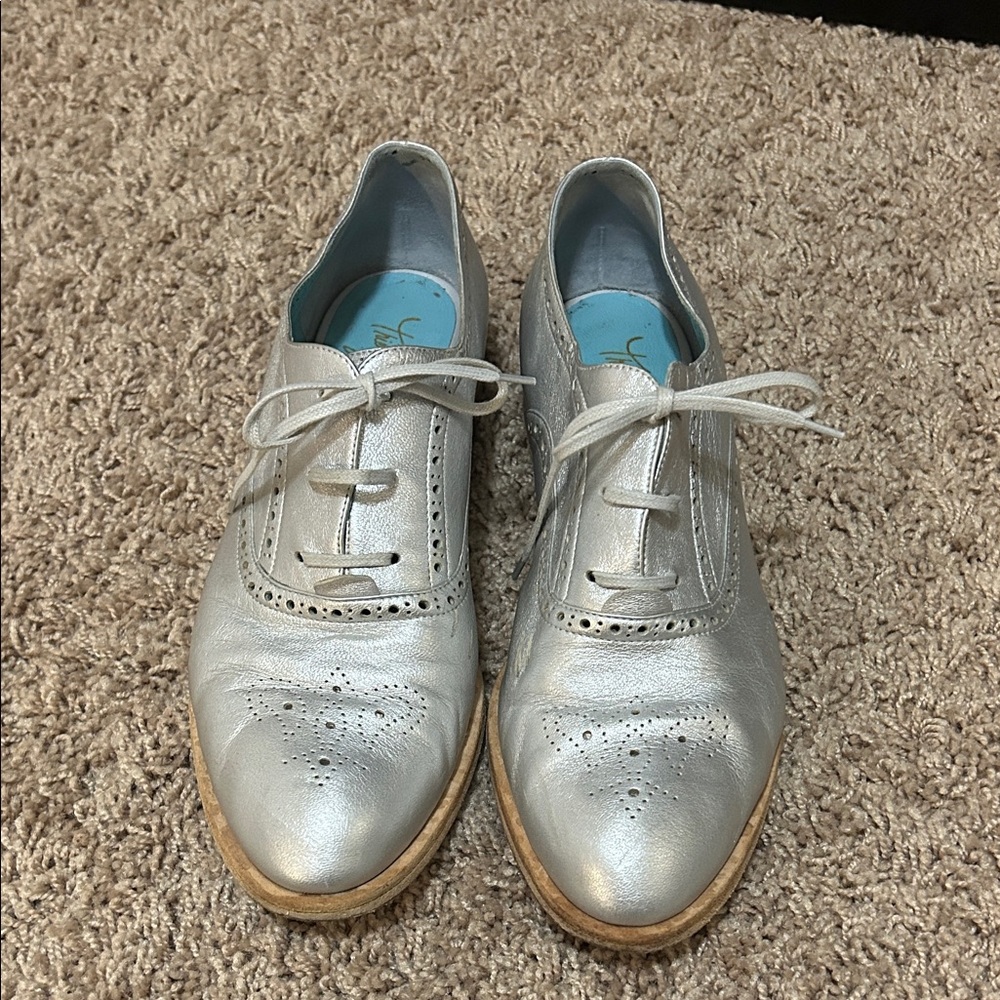 Thierry Rabotin Silver Women's Oxford Shoes